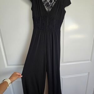 Guess Black Lace Detail Jumpsuit